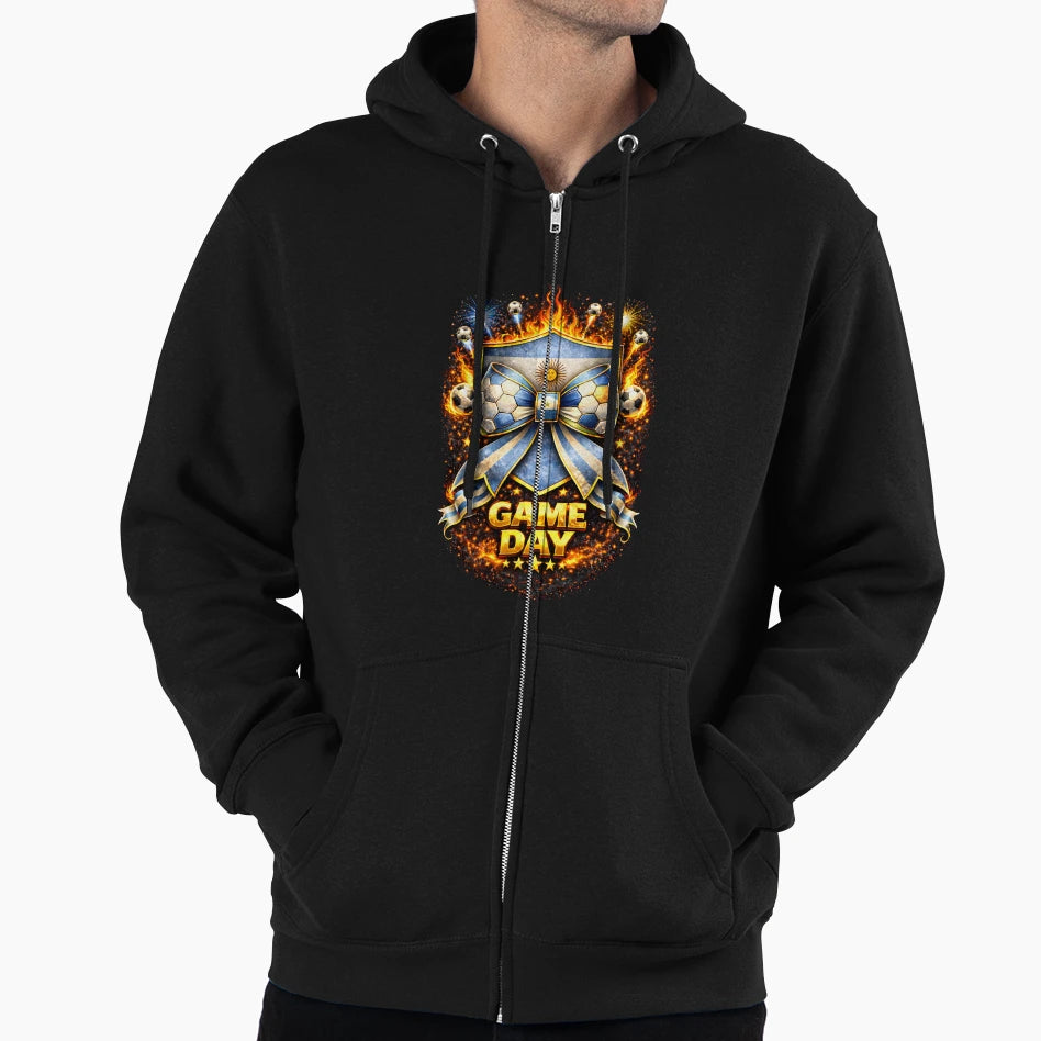 Argentina Soccer Bow Game Day Fire Crest Hoodie - Streetwear Style Unisex - T-Shirt, Sweatshirt, Hoodie