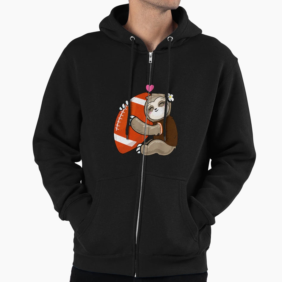 Football Sloth Love Cleveland Football Hoodie - Unique Graphic for Adults - T-Shirt, Sweatshirt, Hoodie