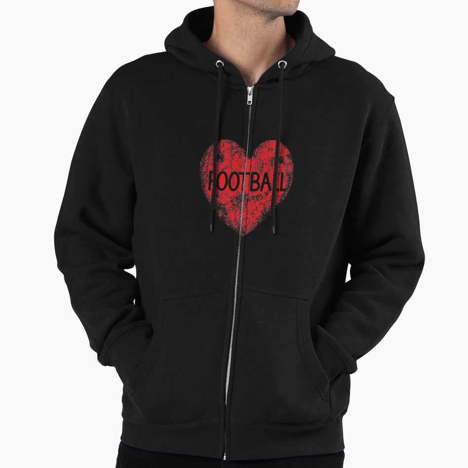 Love Football Heart Hoodie - Custom Art Print Men Women - T-Shirt, Sweatshirt, Hoodie