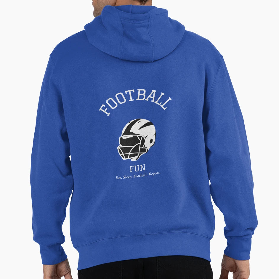 Football Fun Eat Sleep Football Repeat Hoodie - Unique Graphic for Adults - T-Shirt, Sweatshirt, Hoodie