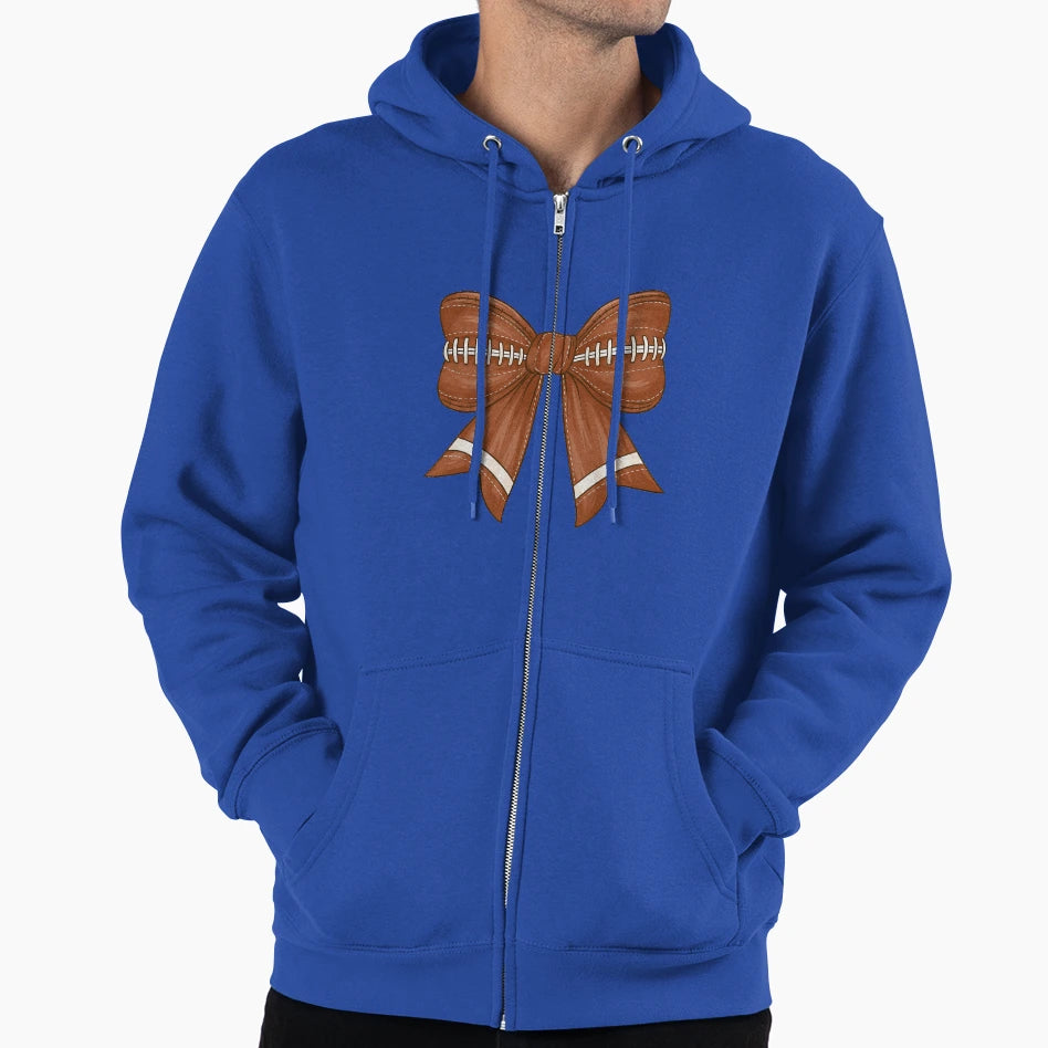 Football Bow Illustration Stitch Detailing Hoodie - Graphic Print Men Women - T-Shirt, Sweatshirt, Hoodie