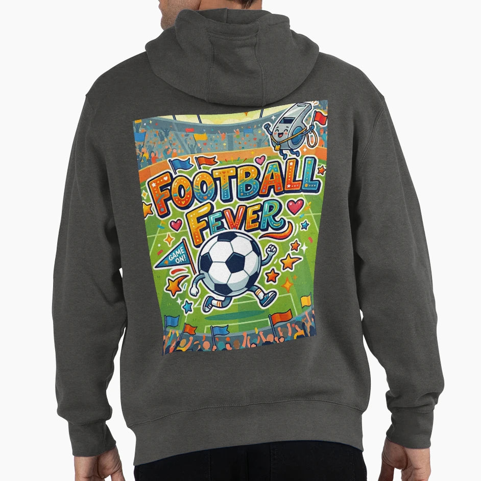 Football Fever Cartoon Stadium Mascot Hoodie - Aesthetic Graphic Men Women - T-Shirt, Sweatshirt, Hoodie