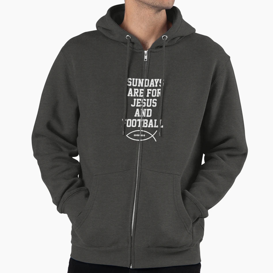 Sundays Are Jesus And Football Hoodie - Casual Everyday Wear Unisex - T-Shirt, Sweatshirt, Hoodie