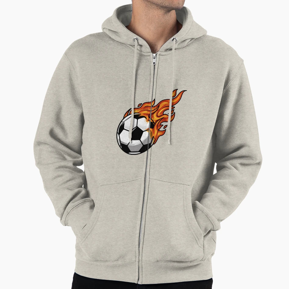 Football Fire Syntetic Ball Hoodie - Casual Everyday Wear for Adults - T-Shirt, Sweatshirt, Hoodie