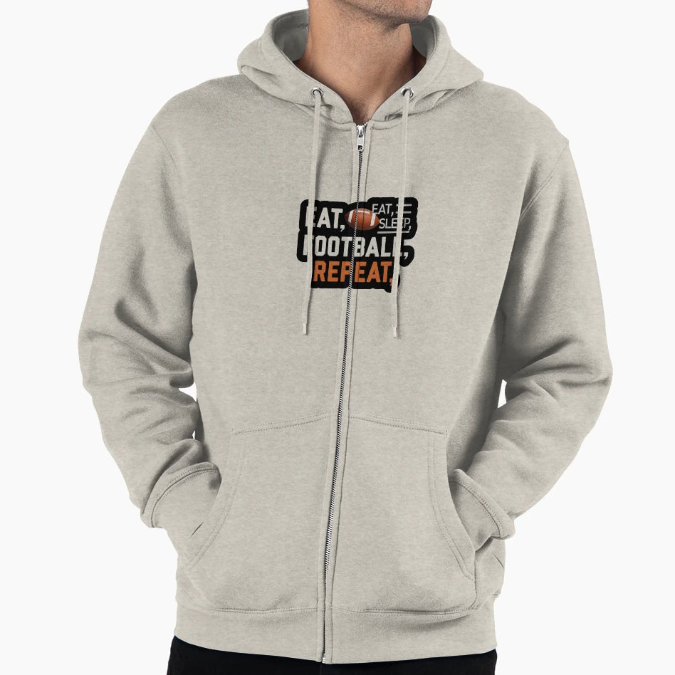 Eat Sleep Football Repeat Hoodie - Fun Novelty Design Unisex - T-Shirt, Sweatshirt, Hoodie