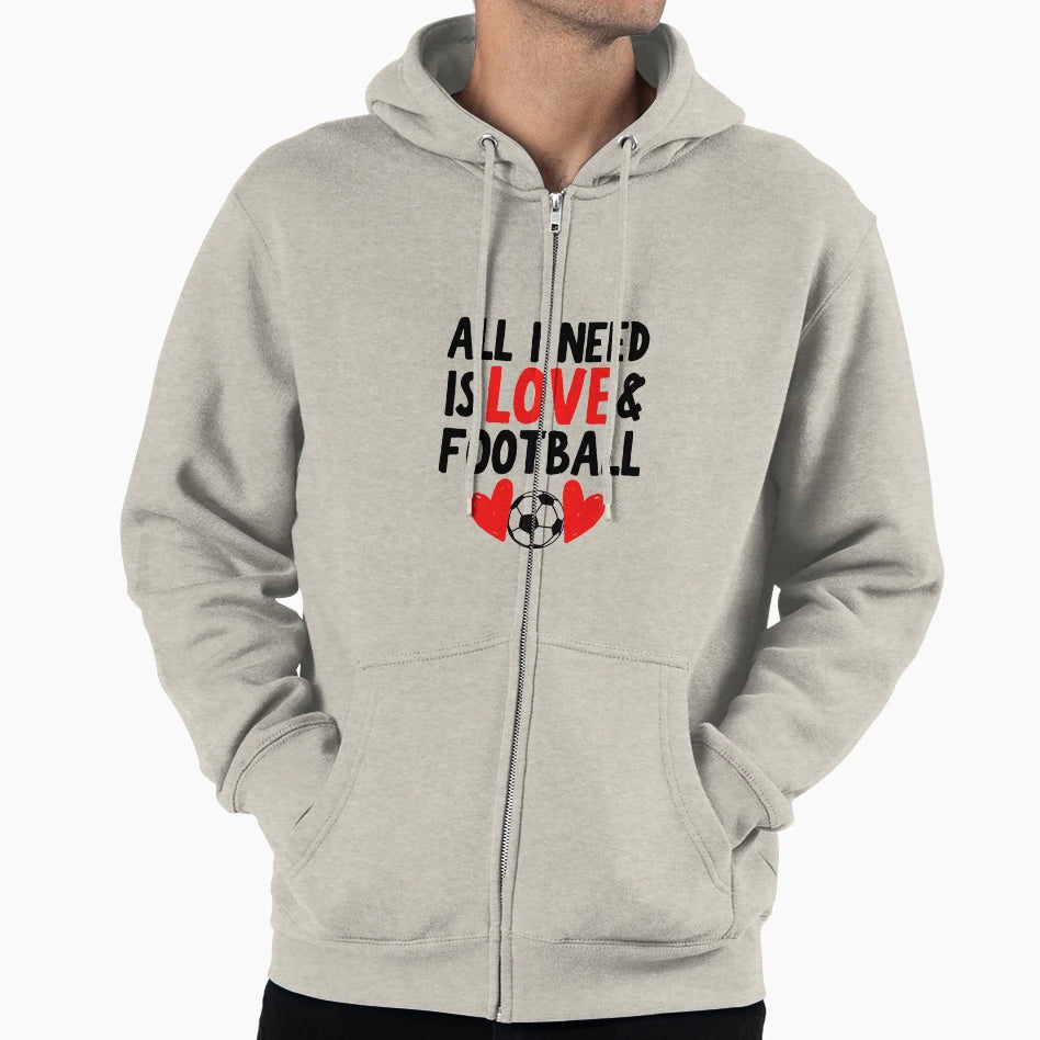 All I Need Is Love And Football Hoodie - Unique Graphic Unisex - T-Shirt, Sweatshirt, Hoodie