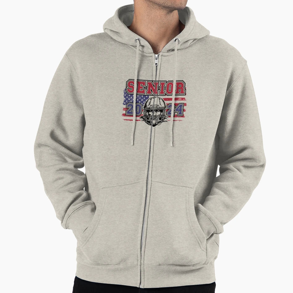 Senior 2024 Football Player Hoodie - Casual Everyday Wear Men Women - T-Shirt, Sweatshirt, Hoodie
