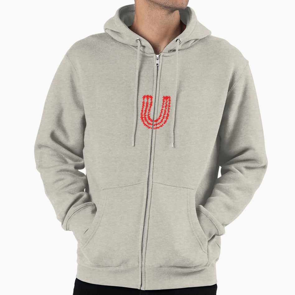 Letter U Red Static Glitch Art Hoodie - Casual Everyday Wear Men Women - T-Shirt, Sweatshirt, Hoodie