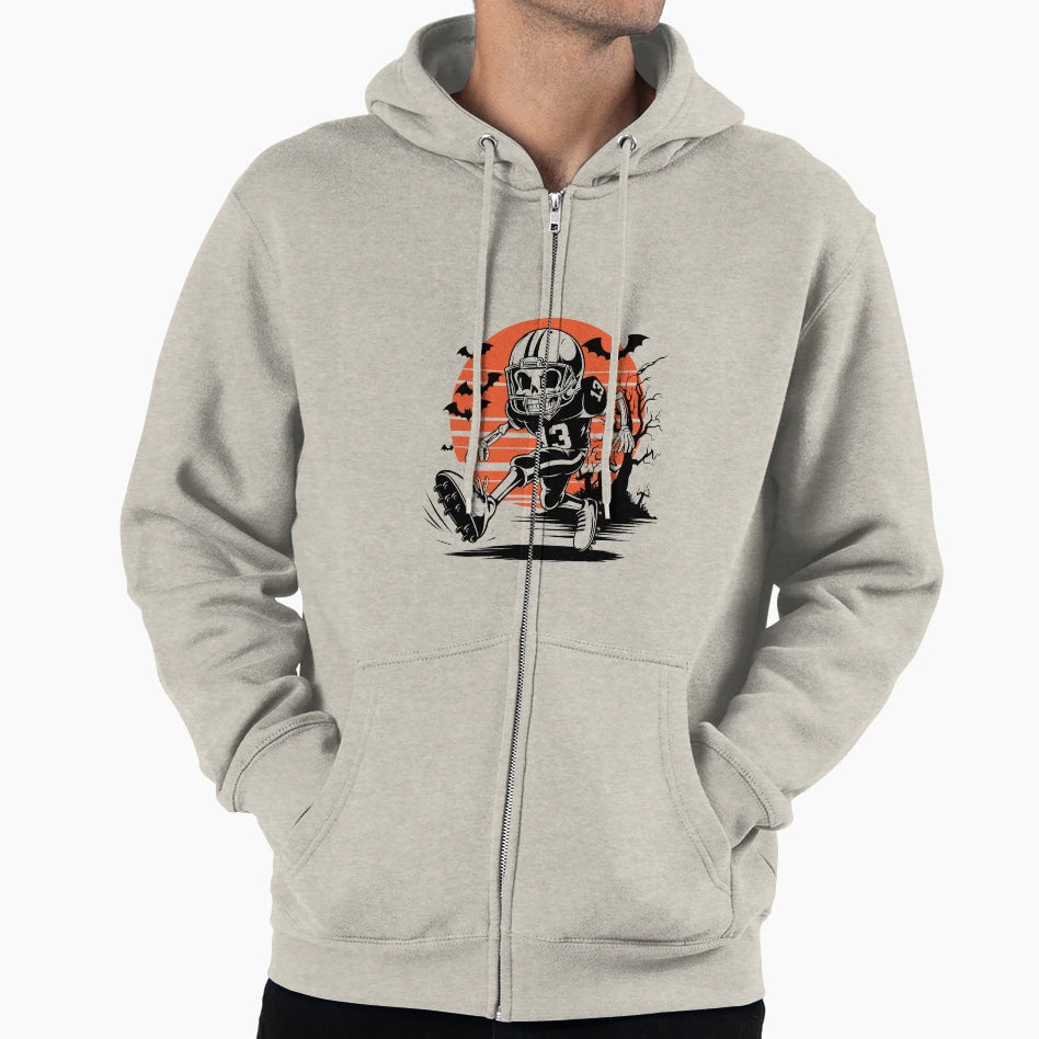 American Football Skeleton Halloween Hoodie - Trendy Graphic for Adults - T-Shirt, Sweatshirt, Hoodie