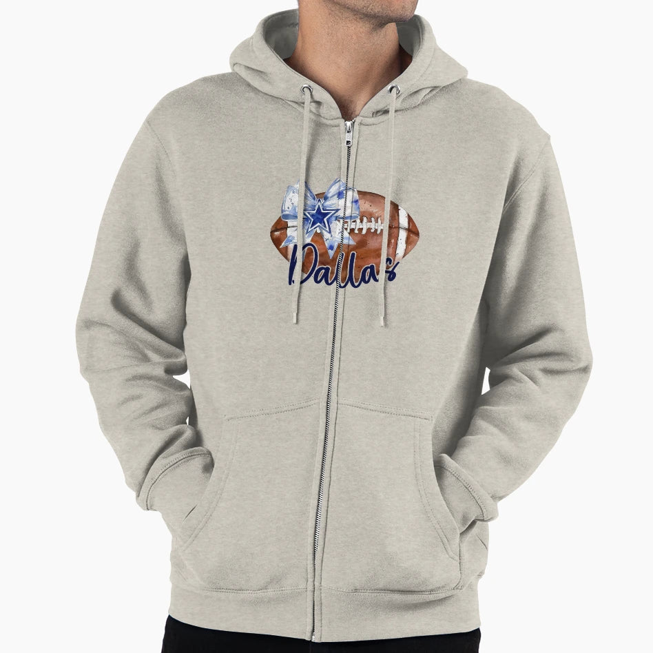 Dallas Football Coquette Bow Hoodie - Streetwear Style for Adults - T-Shirt, Sweatshirt, Hoodie