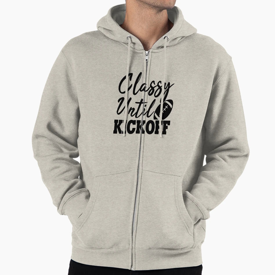 Classy Until Kickoff Hoodie - Novelty Apparel Unisex - T-Shirt, Sweatshirt, Hoodie