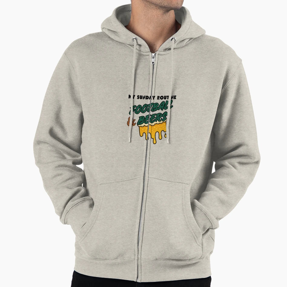 Jets Sunday Football Beers Routine Hoodie - Casual Everyday Wear Men Women - T-Shirt, Sweatshirt, Hoodie