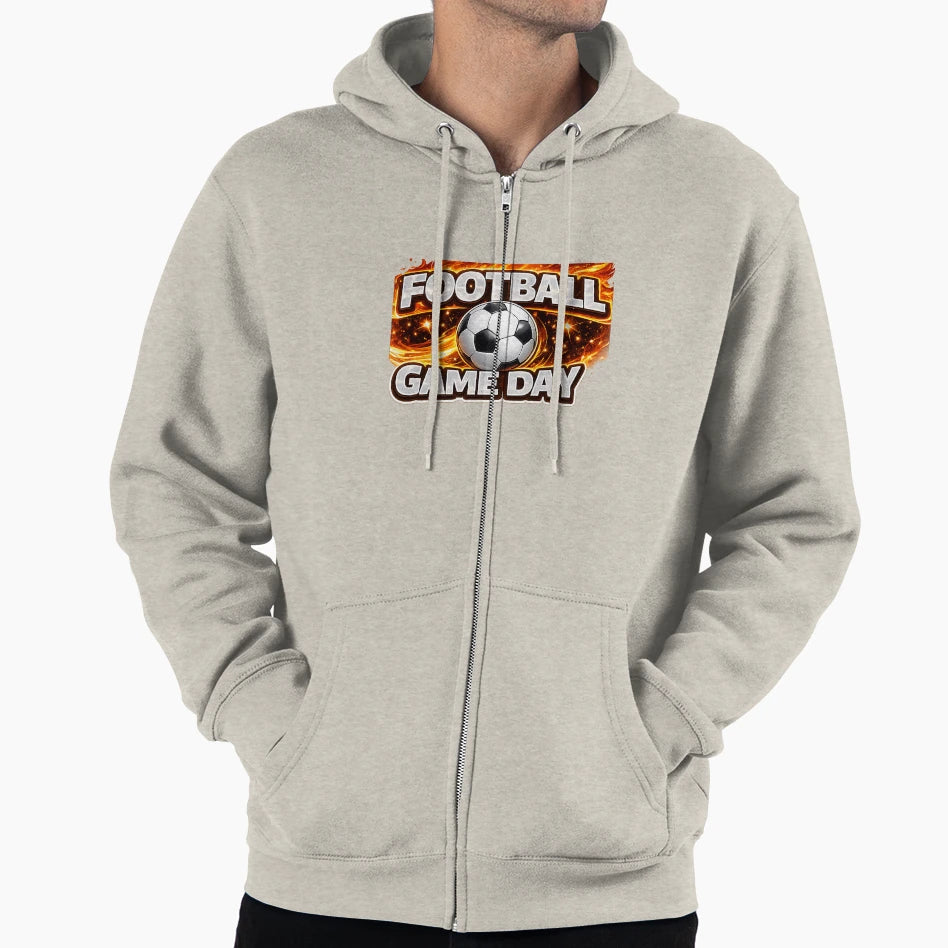 Football Game Day Fiery Flame Soccer Fans Hoodie - Graphic Print Unisex - T-Shirt, Sweatshirt, Hoodie