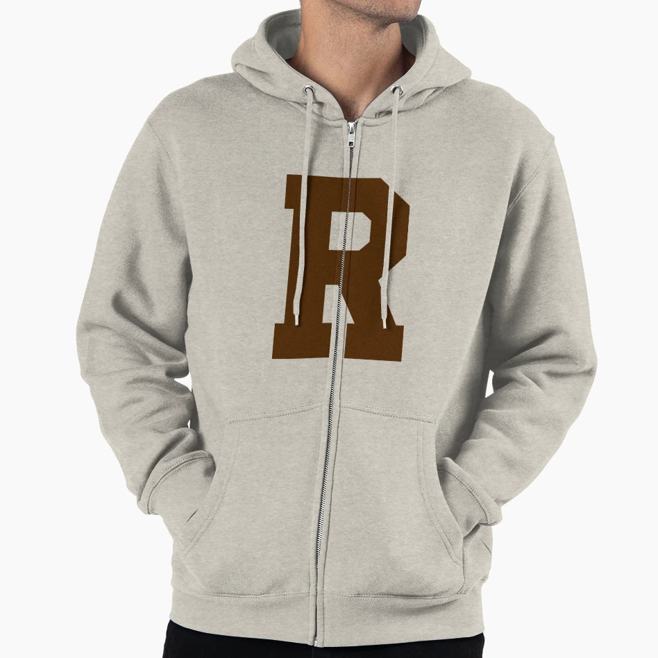 Alphabet Brown R Sports Letter R Hoodie - Unique Graphic for Adults - T-Shirt, Sweatshirt, Hoodie