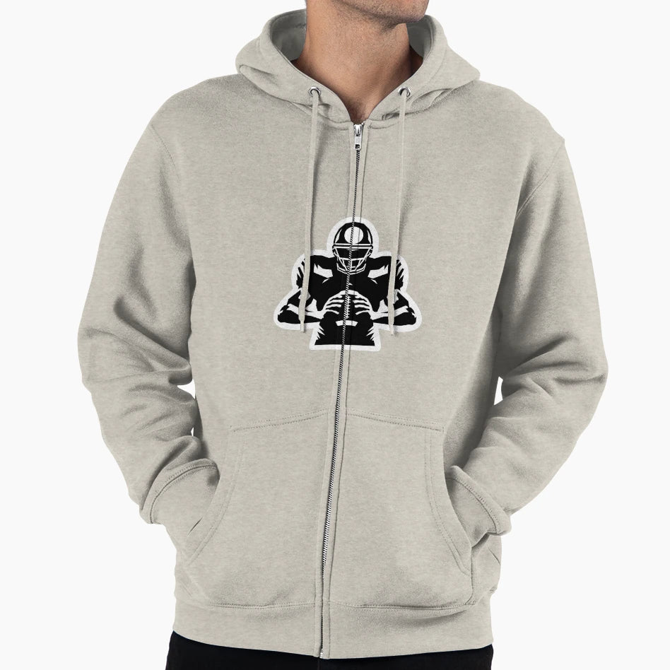 Football Player Holding Football Hoodie - Streetwear Style Unisex - T-Shirt, Sweatshirt, Hoodie