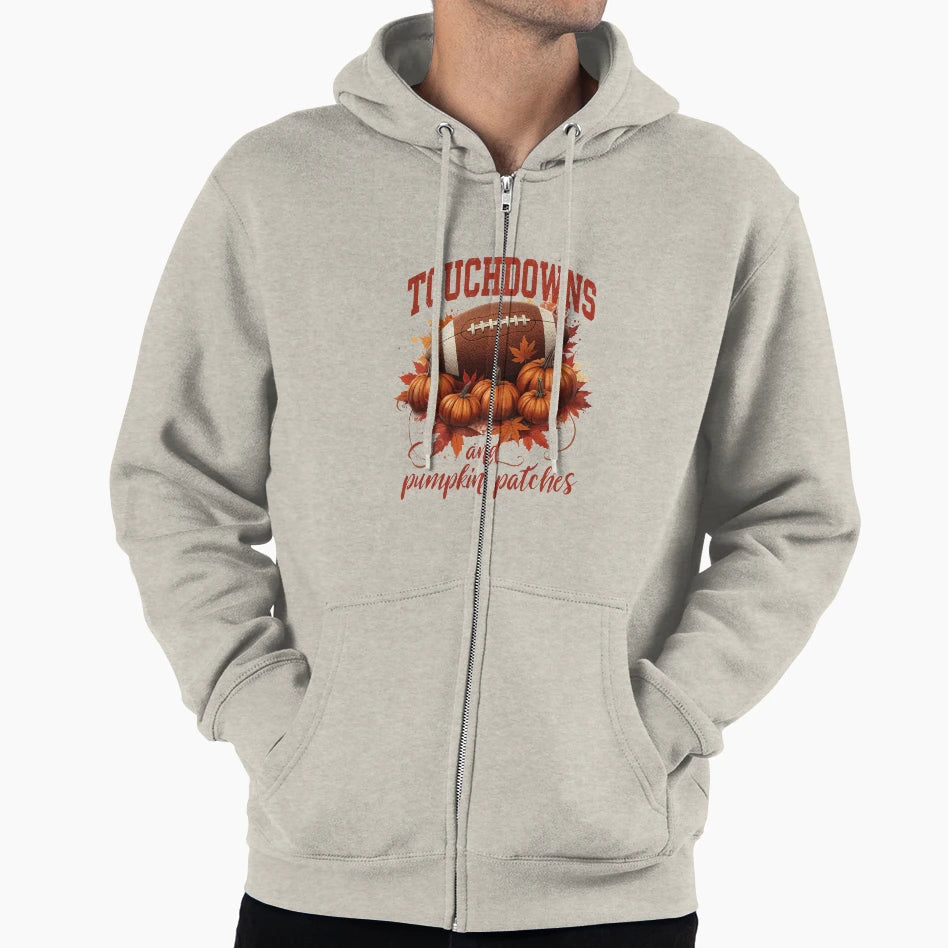 Touchdowns And Pumpkin Patches Football T-Shirt - Graphic Print for Adults - T-Shirt, Sweatshirt, Hoodie