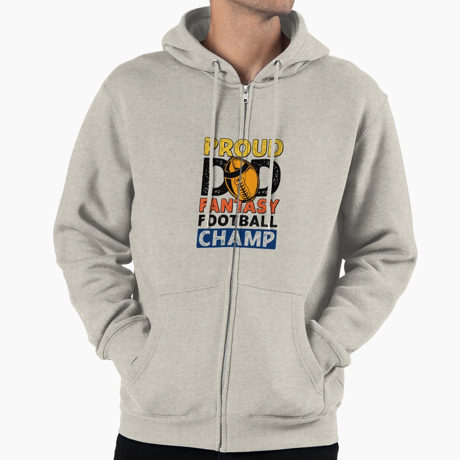 Fantasy Football Proud Dad Champ Sports Hoodie - Trendy Graphic for Adults - T-Shirt, Sweatshirt, Hoodie