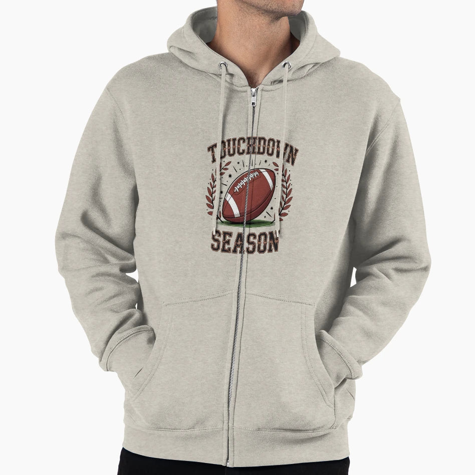 Touch Down Season Coquette Football Bow Fall Hoodie - Unique Graphic Unisex - T-Shirt, Sweatshirt, Hoodie