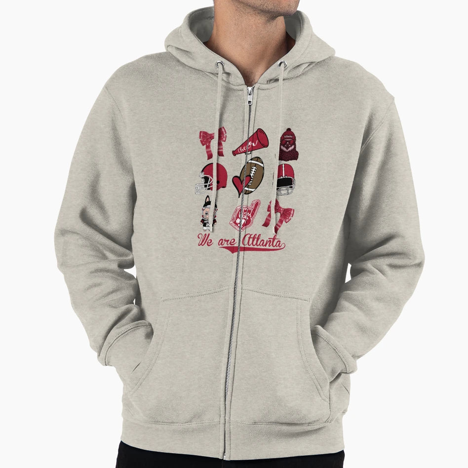 Atlanta Football Coquette Bow Hoodie - Novelty Apparel for Adults - T-Shirt, Sweatshirt, Hoodie