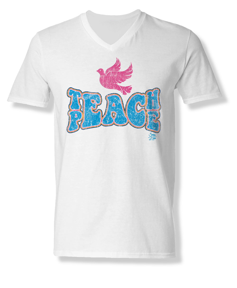 Sassy Frass Teach Peace Dove Bella Canvas V-Neck - Adult & Kids T-Shirts, Sweatshirts & Hoodies apparel design preview 1