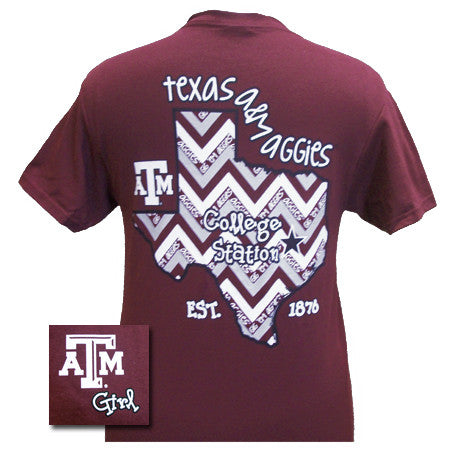 New Texas Chevron EST. 1876 Girlie Bright - Adult & Kids T-Shirts, Sweatshirts & Hoodies apparel design preview 1