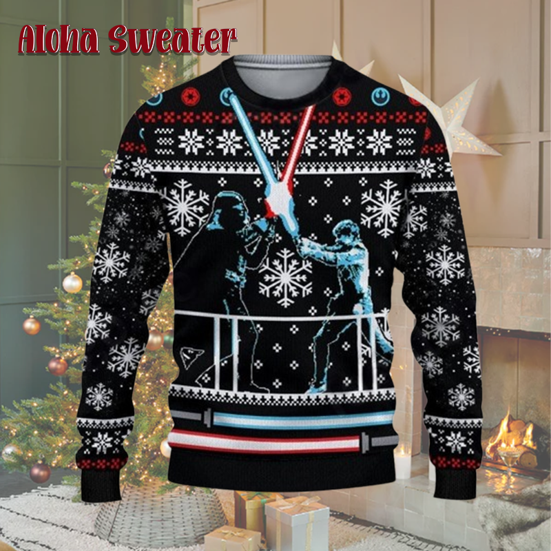 Funny Darth Vader Stormtrooper Santa Ugly Christmas Sweater product image 5