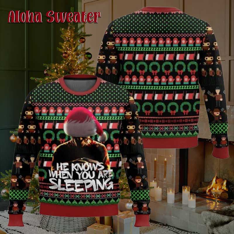 Never Stop Dreaming Freddy Krueger Ugly Christmas Sweater product image 5