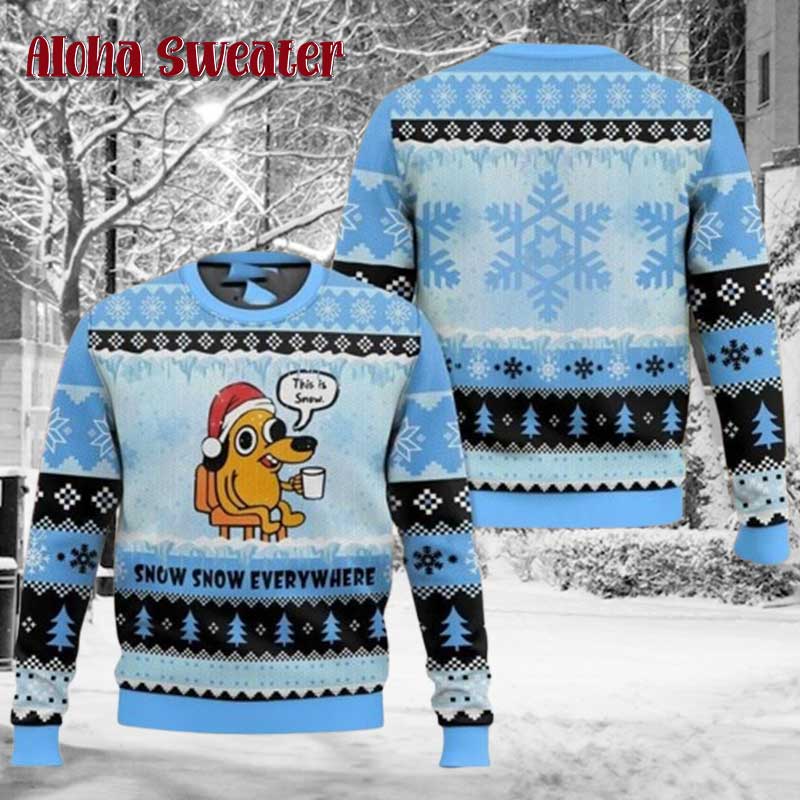 This Is Fine Meme Funny Dog Ugly Christmas Sweater product image 3