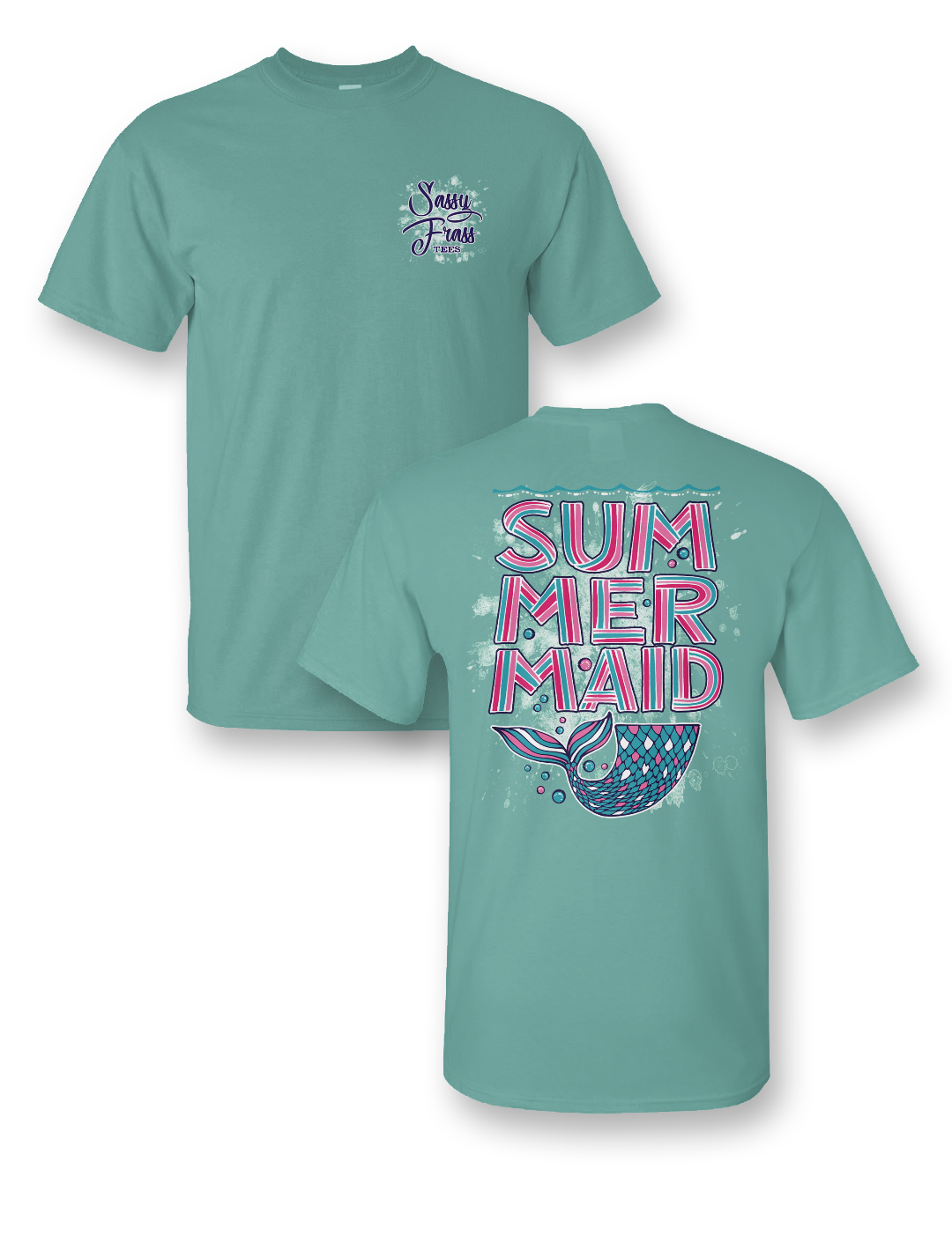Sassy Frass Summer Mermaid Comfort Color Bright - Adult & Kids T-Shirts, Sweatshirts & Hoodies apparel design preview 1