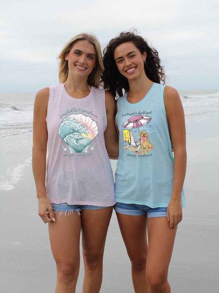 Simply Southern Beach Dog Splash Blue Tank Top - Adult & Kids T-Shirts, Sweatshirts & Hoodies apparel design preview 1