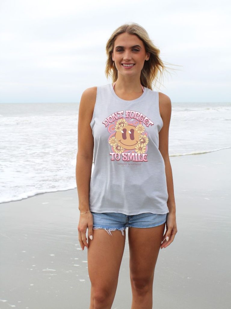 Simply Southern Forget To Smile Silver Tank Top - Adult & Kids T-Shirts, Sweatshirts & Hoodies apparel design preview 1