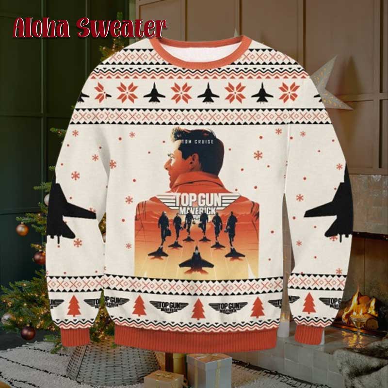 Snowflakes Top Gun Wing Logo Ugly Christmas Sweater product image 4