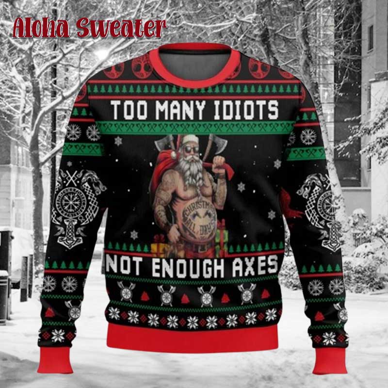 Fa La La Valhalla Odin Viking Ugly Christmas Sweater product image 5