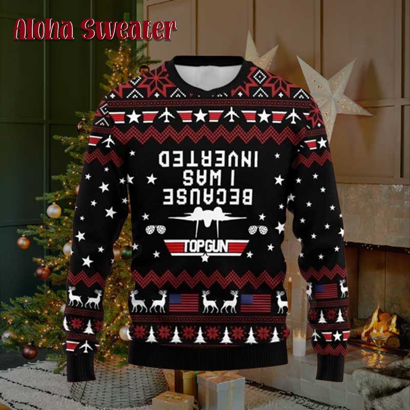 Top Gun Because I Was Inverted Ugly Christmas Sweater product image
