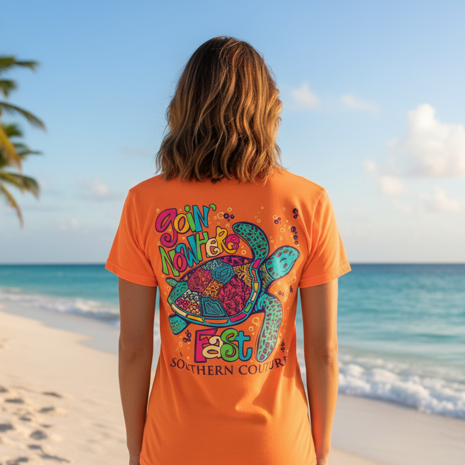 Southern Couture Classic Goin' Nowhere Fast Turtle - Adult & Kids T-Shirts, Sweatshirts & Hoodies apparel design preview 1