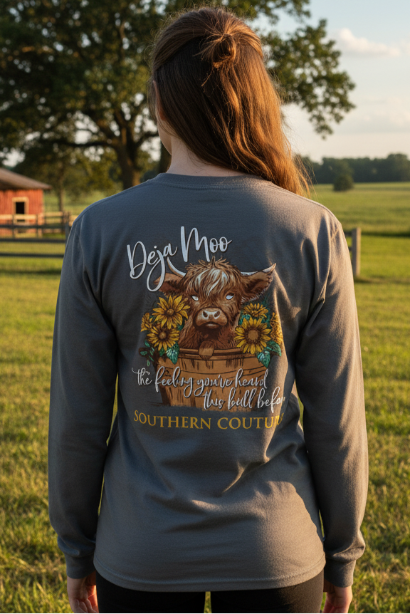 Southern Couture Classic Deja Moo Cow - Adult & Kids T-Shirts, Sweatshirts & Hoodies apparel design preview 1