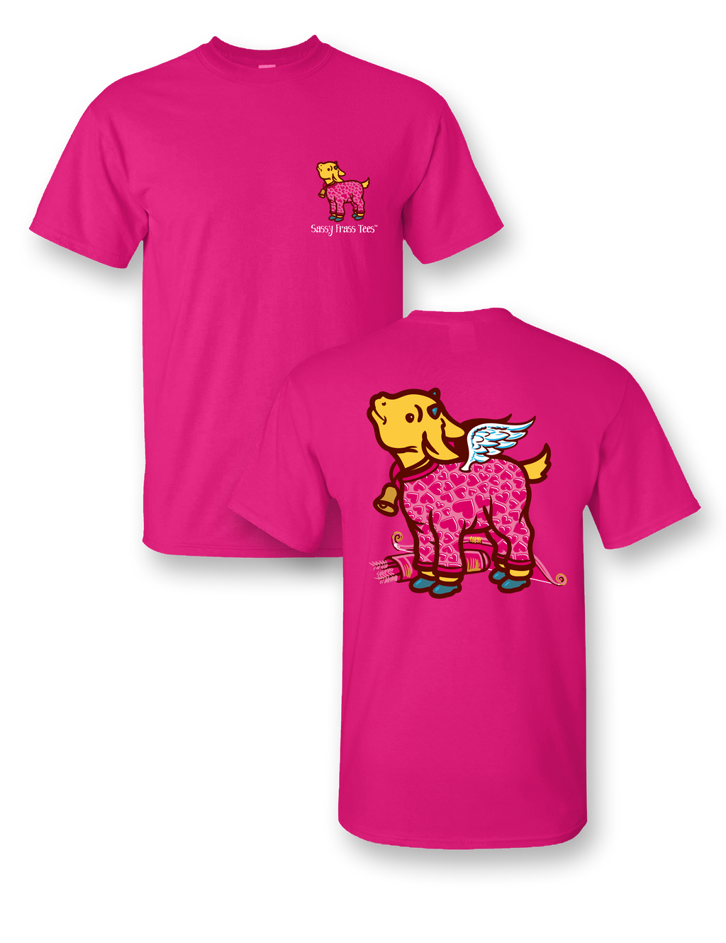 Sassy Frass Valentine's Day Goat Cupid Wings Heart - Adult & Kids T-Shirts, Sweatshirts & Hoodies apparel design preview 1