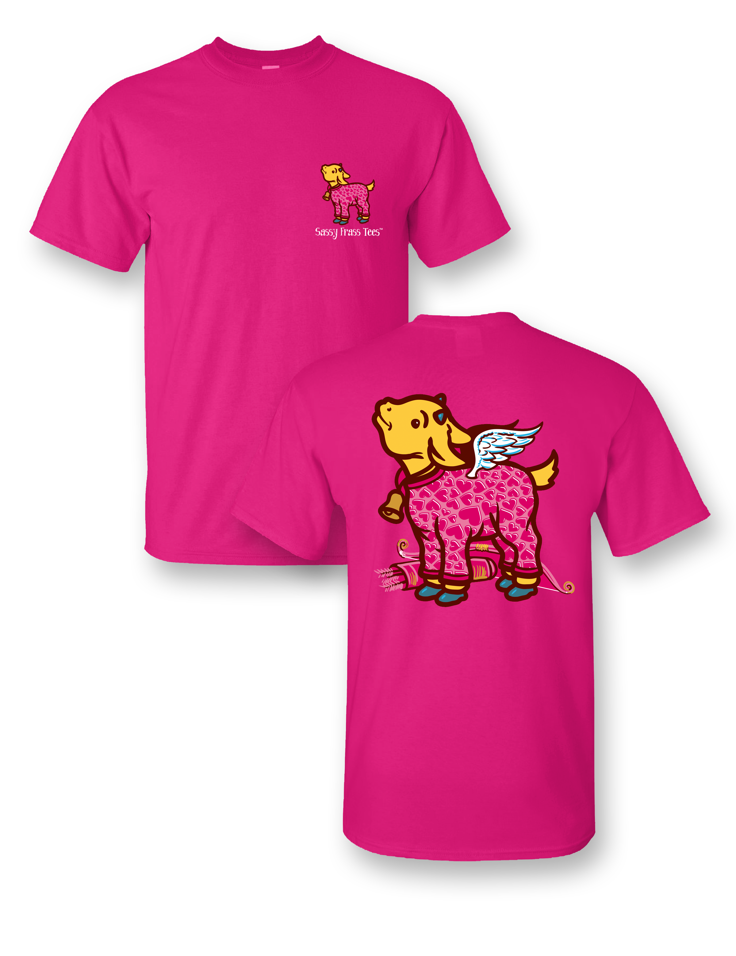 Sassy Frass Valentine's Day Goat Cupid Wings Heart - Adult & Kids T-Shirts, Sweatshirts & Hoodies apparel design preview 1