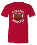 Sassy Frass Weekend Forecast Football Red V-Neck - Adult & Kids T-Shirts, Sweatshirts & Hoodies apparel design preview 1