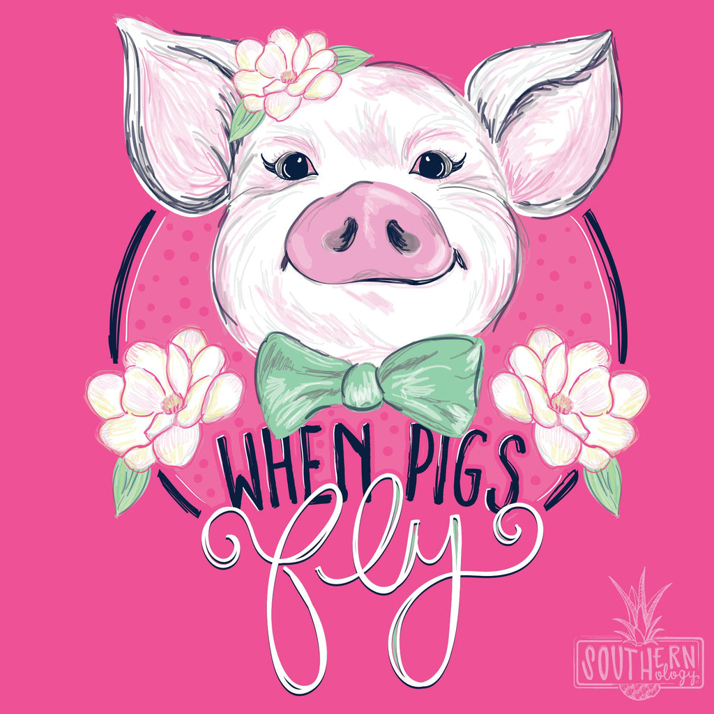 Southernology Preppy When Pigs Fly Comfort Colors - Adult & Kids T-Shirts, Sweatshirts & Hoodies apparel design preview 2