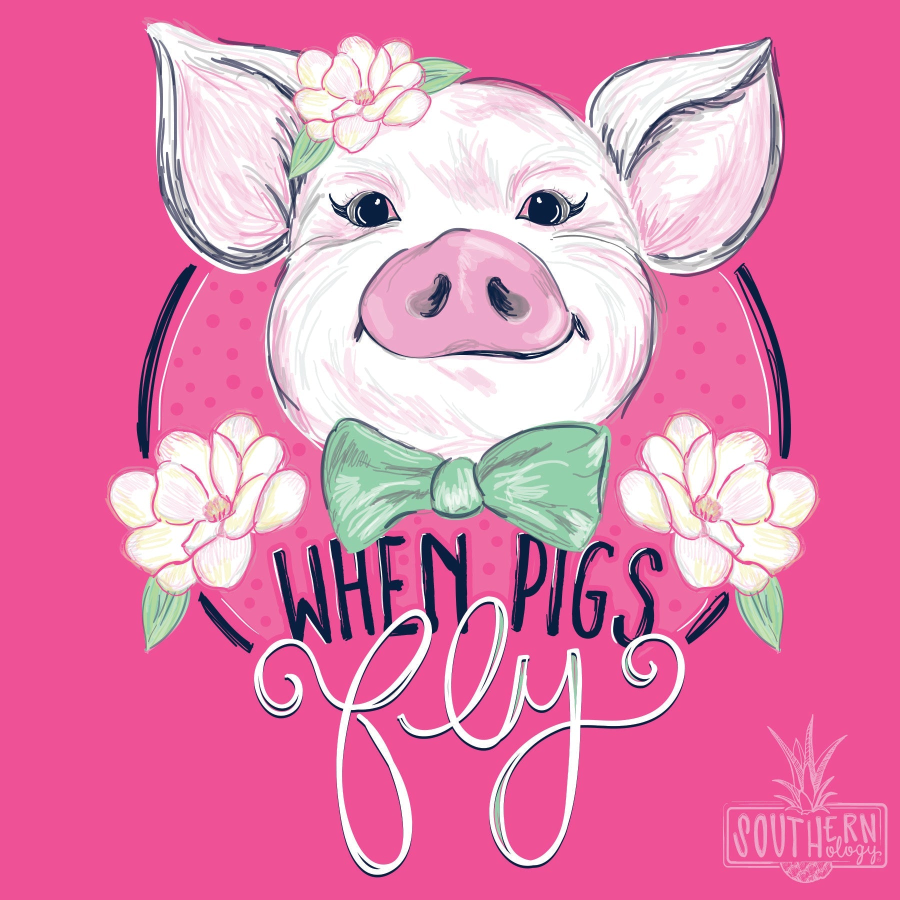 Southernology Preppy When Pigs Fly Comfort Colors - Adult & Kids T-Shirts, Sweatshirts & Hoodies apparel design preview 2