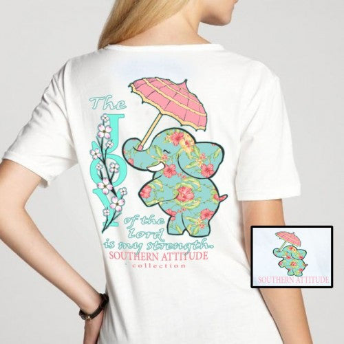 Southern Attitude Preppy Joy Elephant White - Adult & Kids T-Shirts, Sweatshirts & Hoodies apparel design preview 1